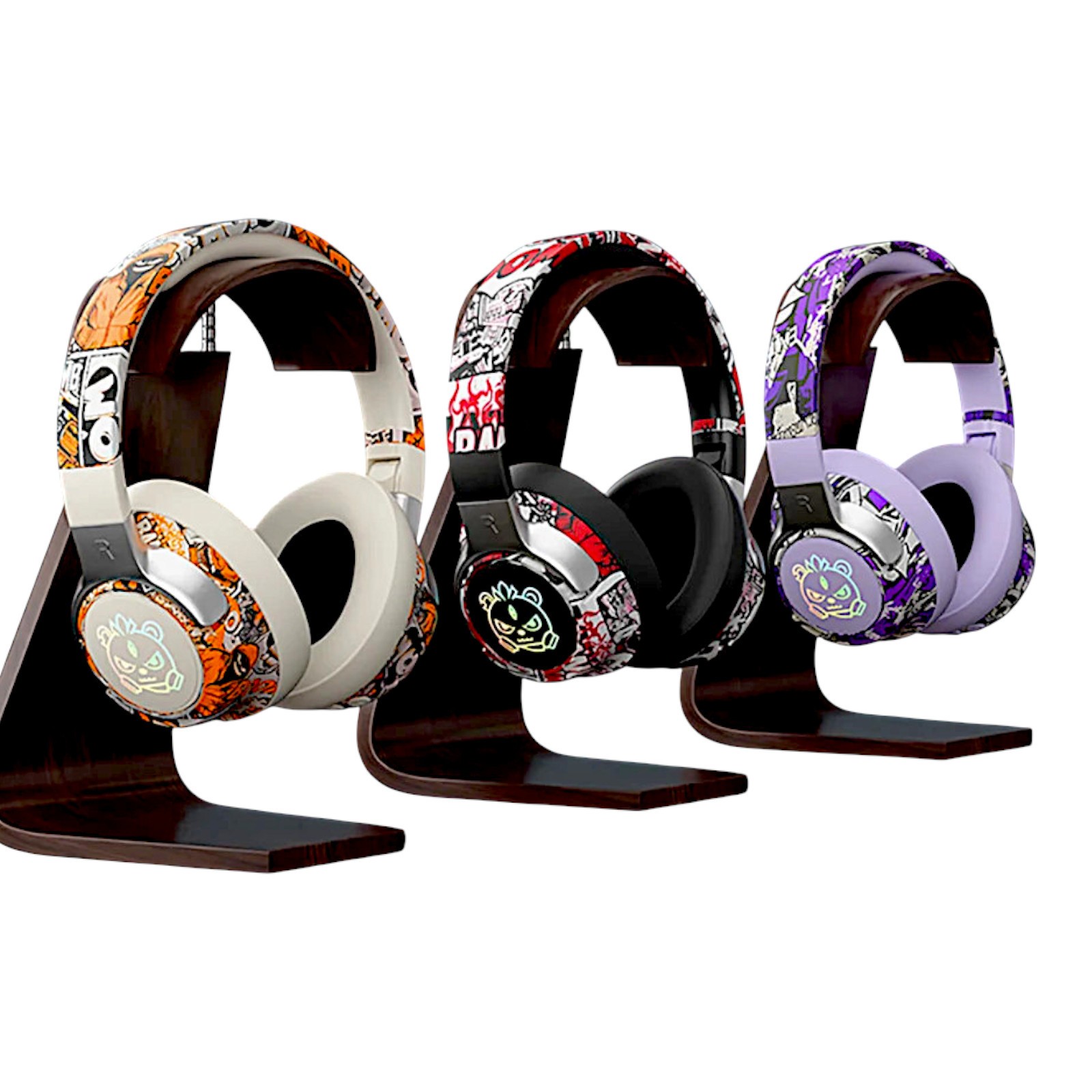 Graffiti Glowing LED Monster Wireless Bluetooth Headphones Over-Ear Headset Box