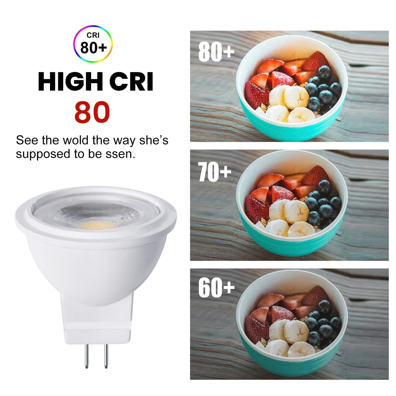 4 Pack MR11 GU4 LED Bulb 3W 12V Warm White 3000K