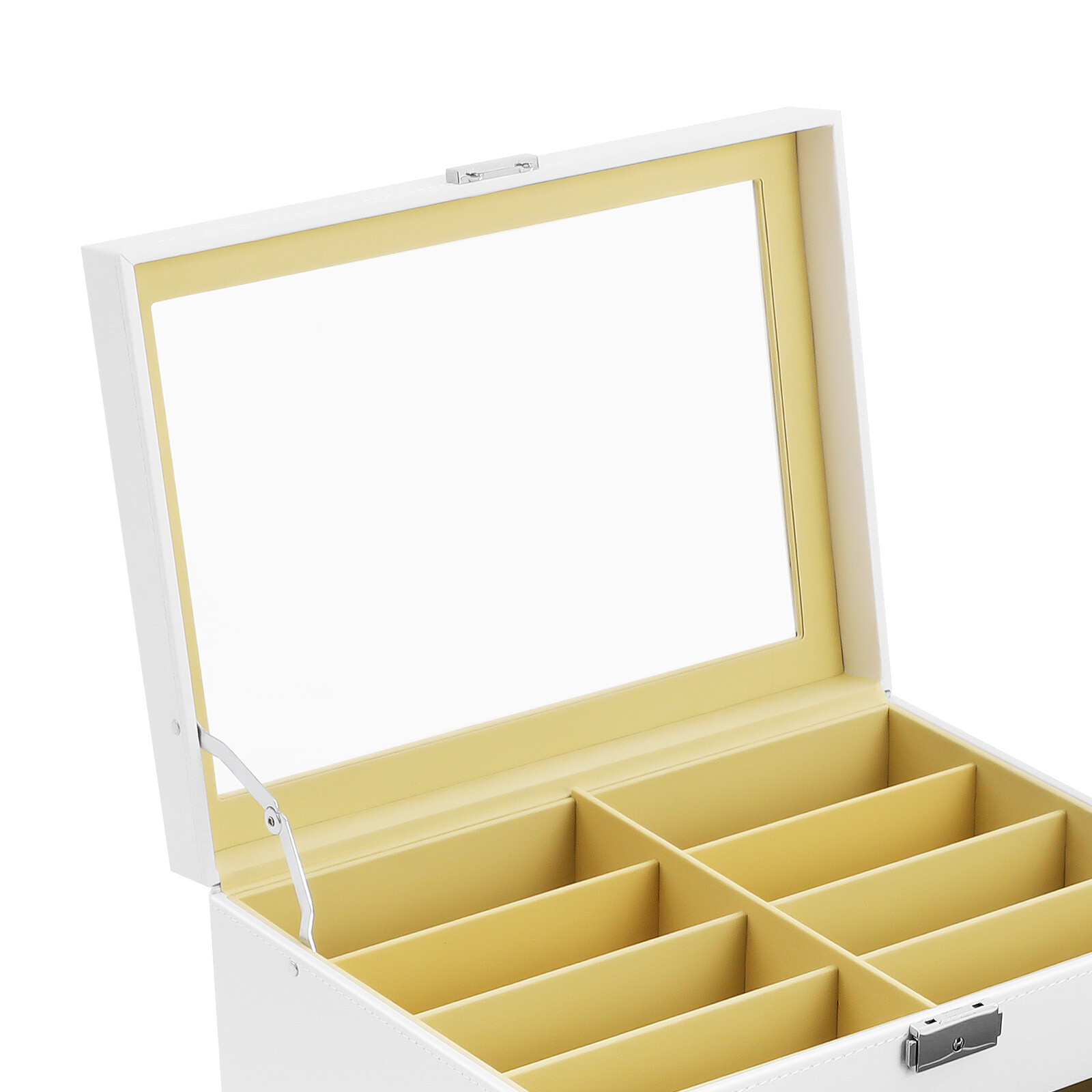 24 Slots Glasses Box Display Storage Case Organizer PU For Sunglasses White