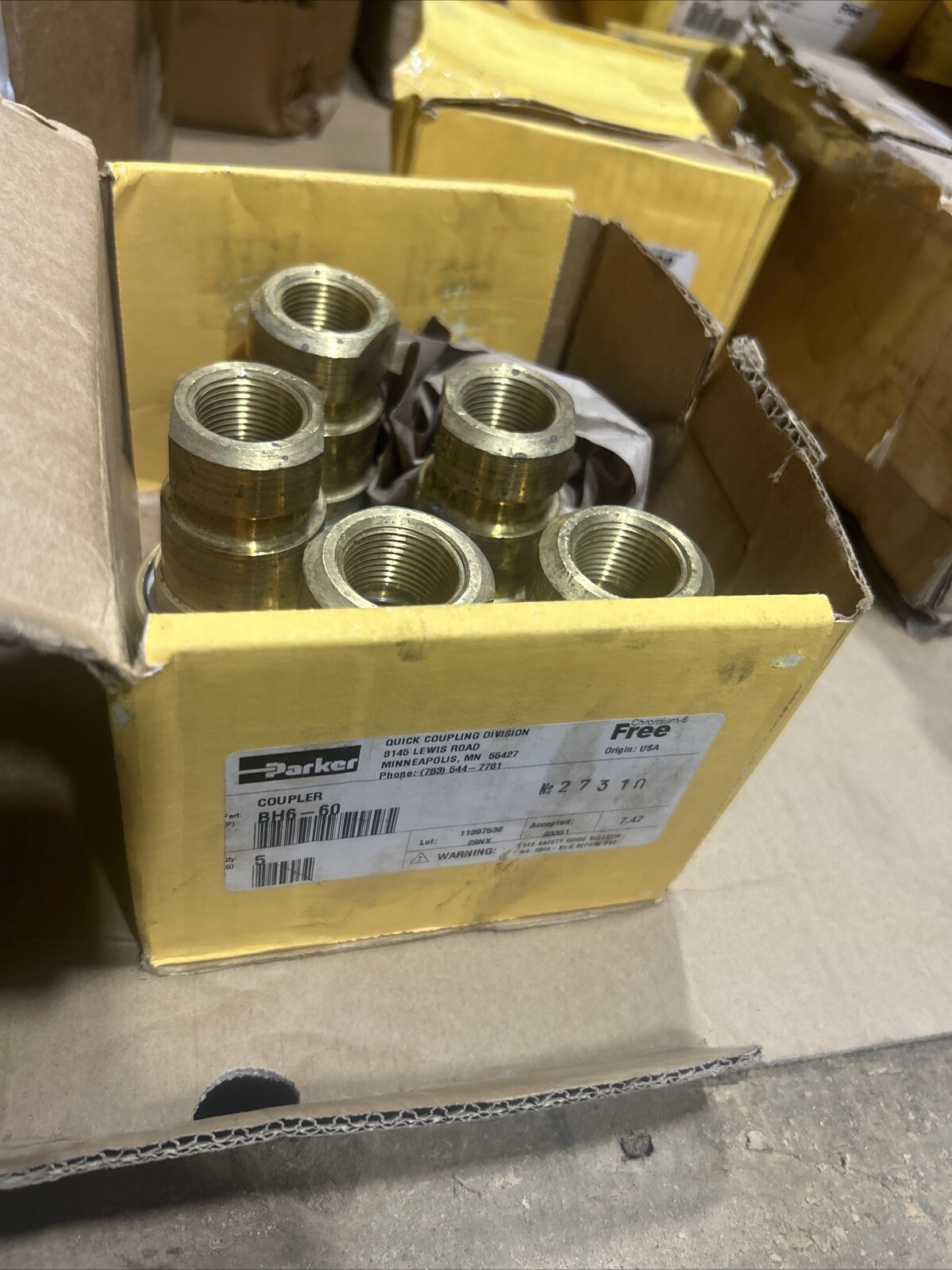 NEW PARKER COUPLER BH6-60 Quick Connect, quick release 3/4", 3/4"-14 USA QTY 5