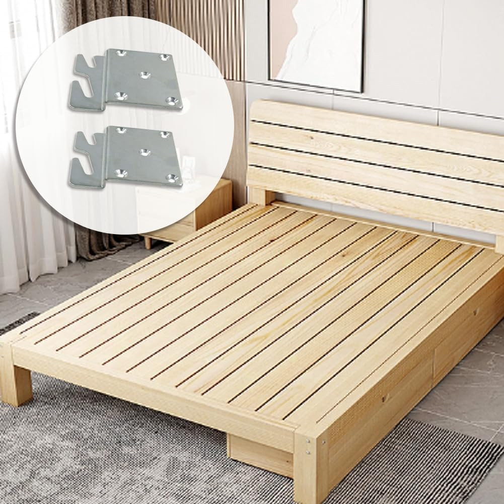 FoyaHome 2 Pcs Universal Wood Bed Headboard Brackets, Silvery Adjustable Bed Rai