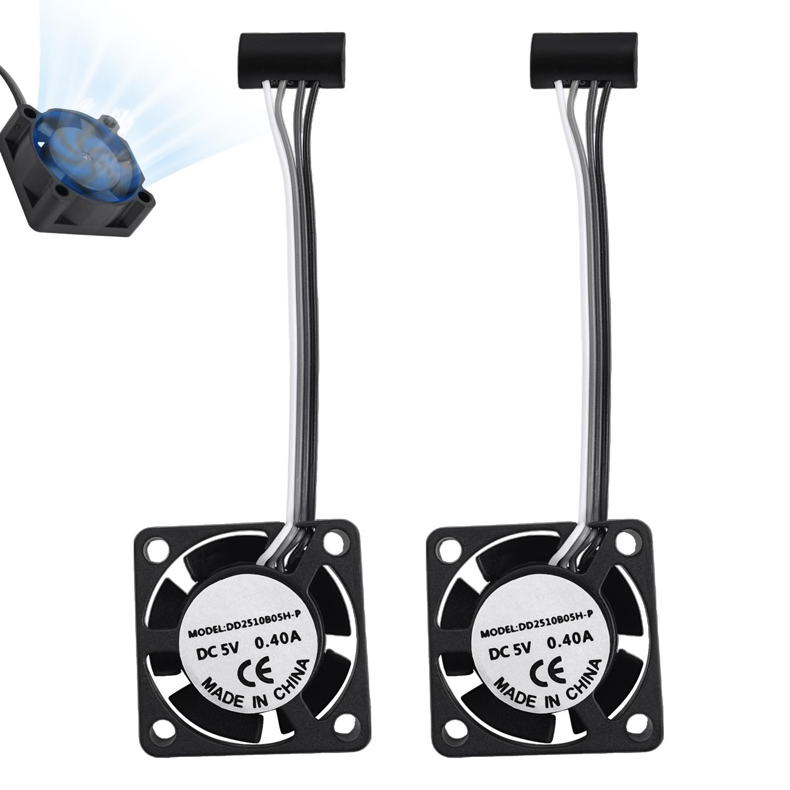 2pcs Extruder Hotend Cooling Fans for Bambu Lab P1P/P1S 3D Printer, black