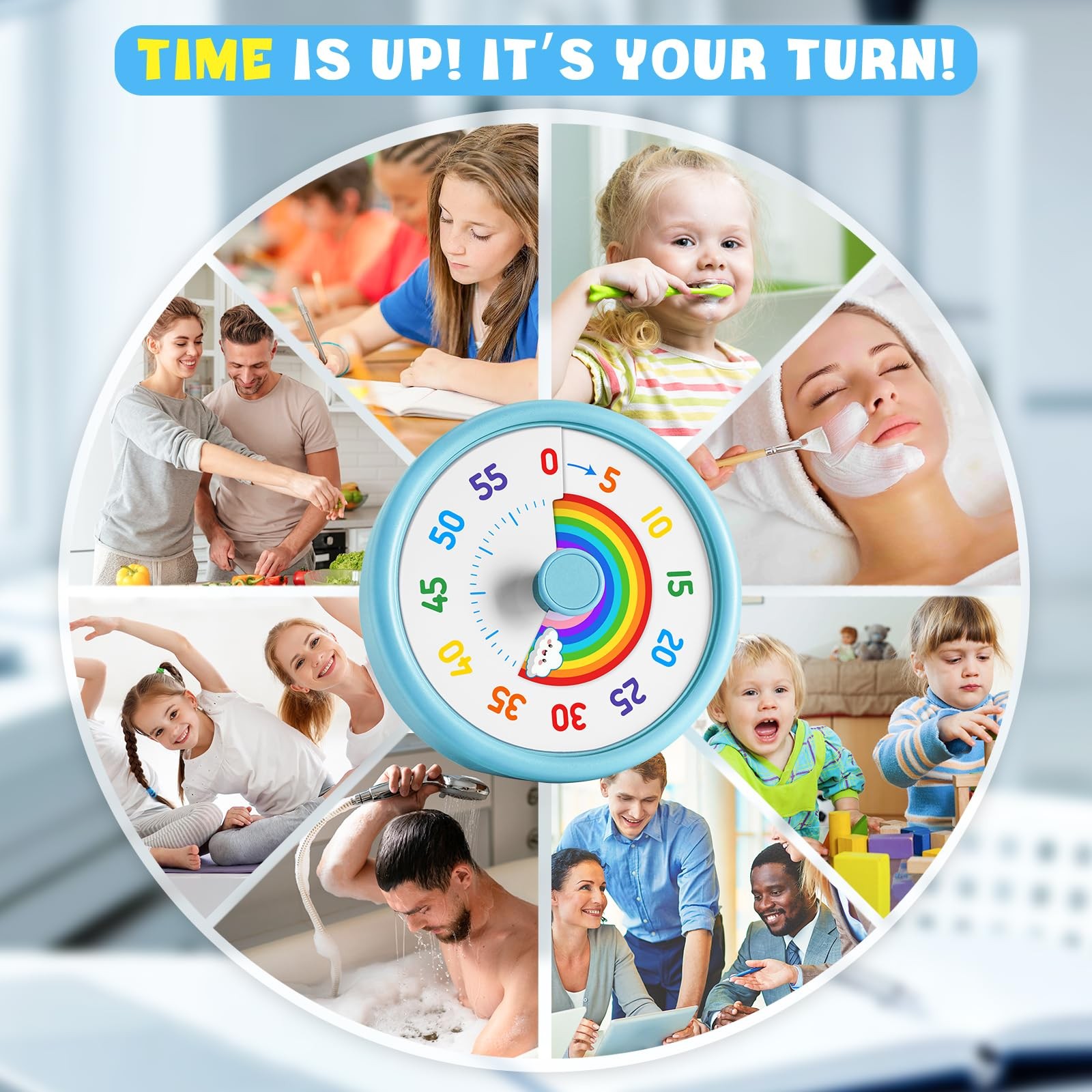 HIPPIH Visual Timer for Kids, 60 Minute Countdown Timers Classroom Blue