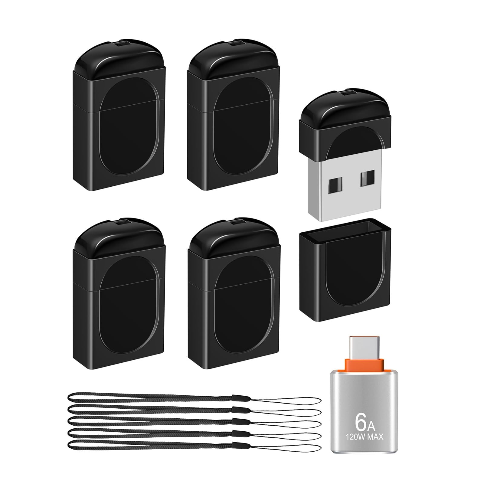 EASTBULL 4GB Small Flash Drives 5 Pack USB2.0 Mini USB Drive with a USB-C Ada...