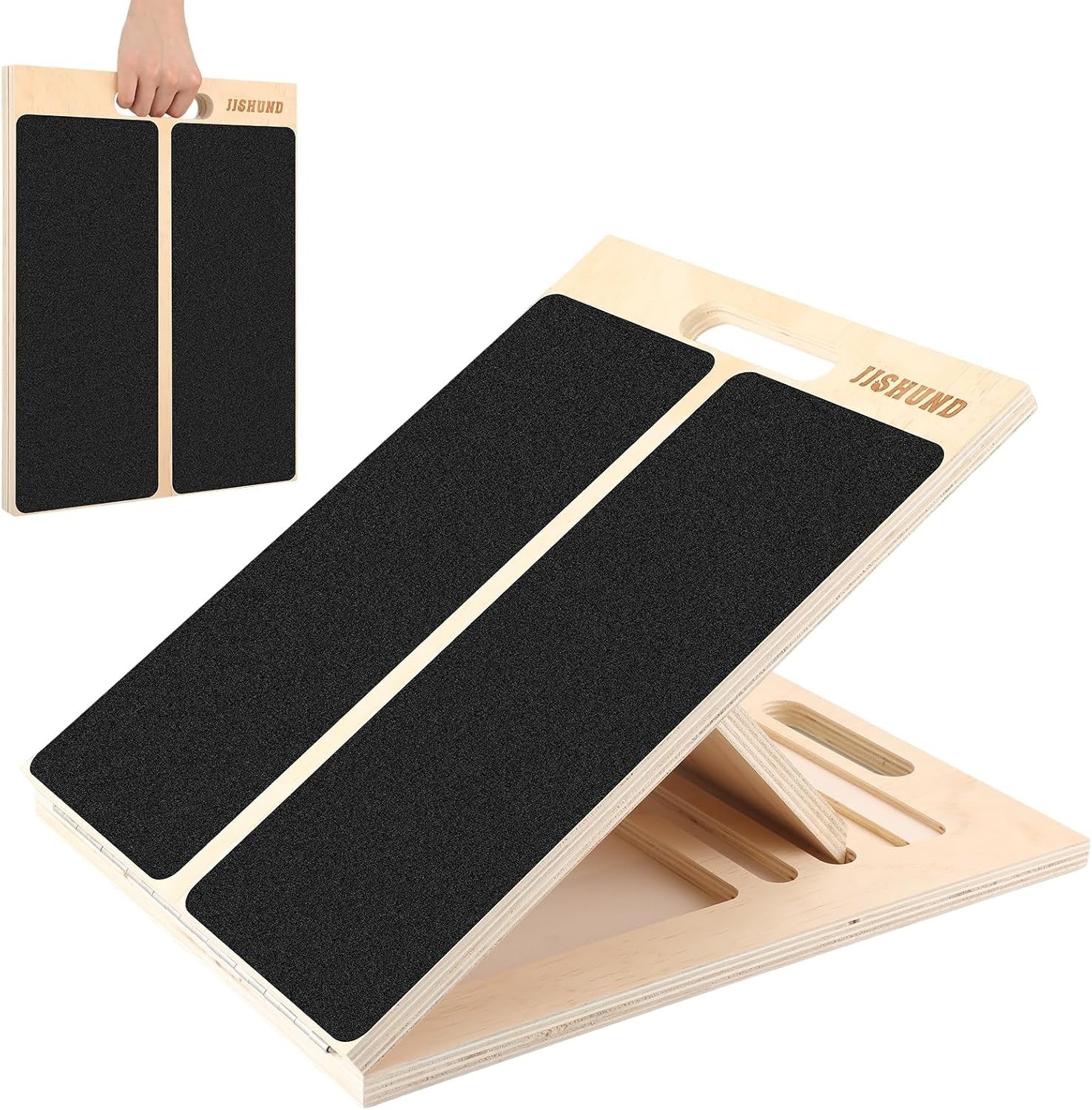 Portable Slant Board for Calf Stretching, Adjustable Wooden Calf Stretcher In