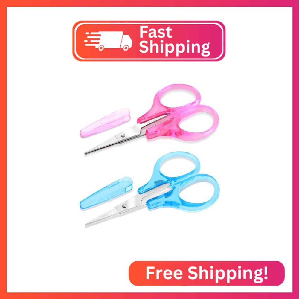2 Pcs Small Scissors All Purpose 3" Sharp Small Travel Scissors with Cover Stain
