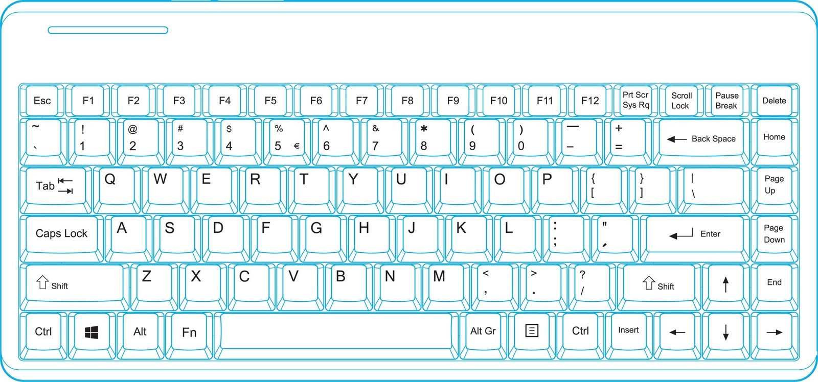 Wired PS2 Mini Keyboard, Black, US English Layout for Efficient Typing