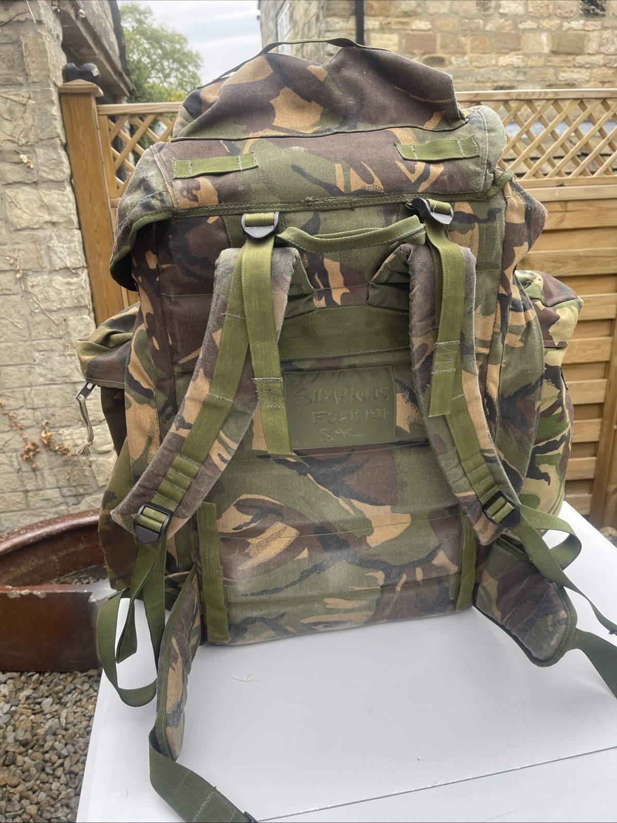 British Army Issue Rucksack + Frame Long Convoluted Back DPM + Side Pouches INF
