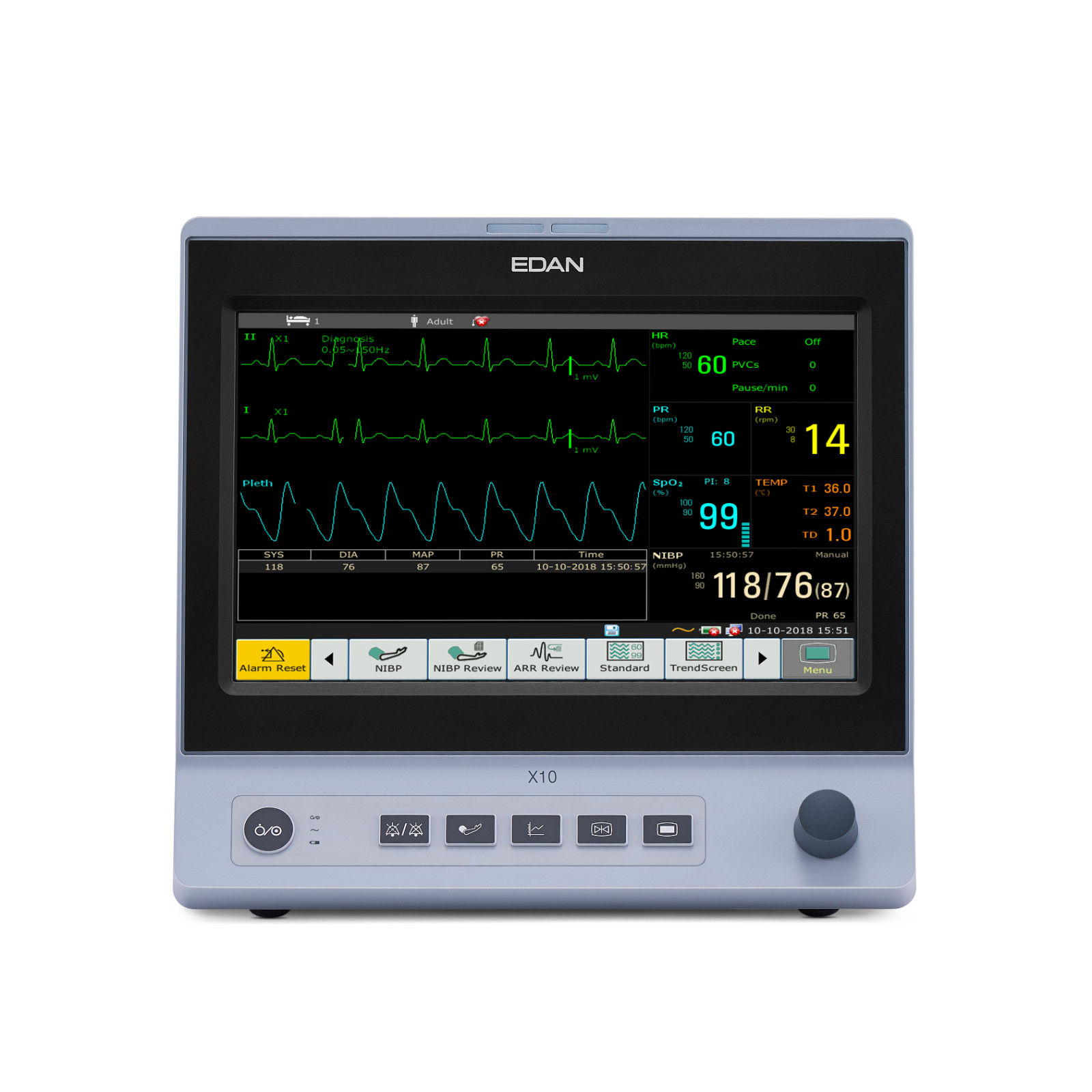 EDAN X10 10" Patient Monitor Touch Display with Mobile Cart
