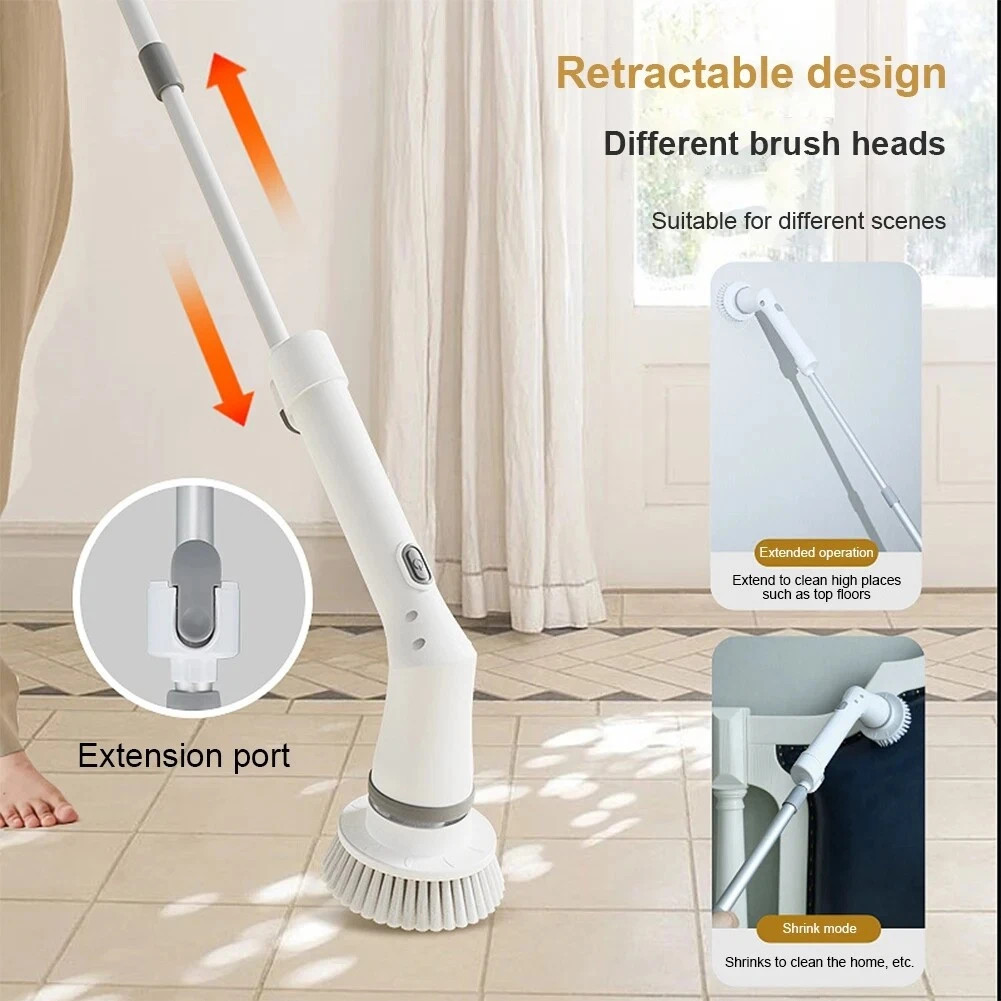 Electric Spin Scrubber Cordless Shower Cleaner Brush with 4 Replaceable Heads