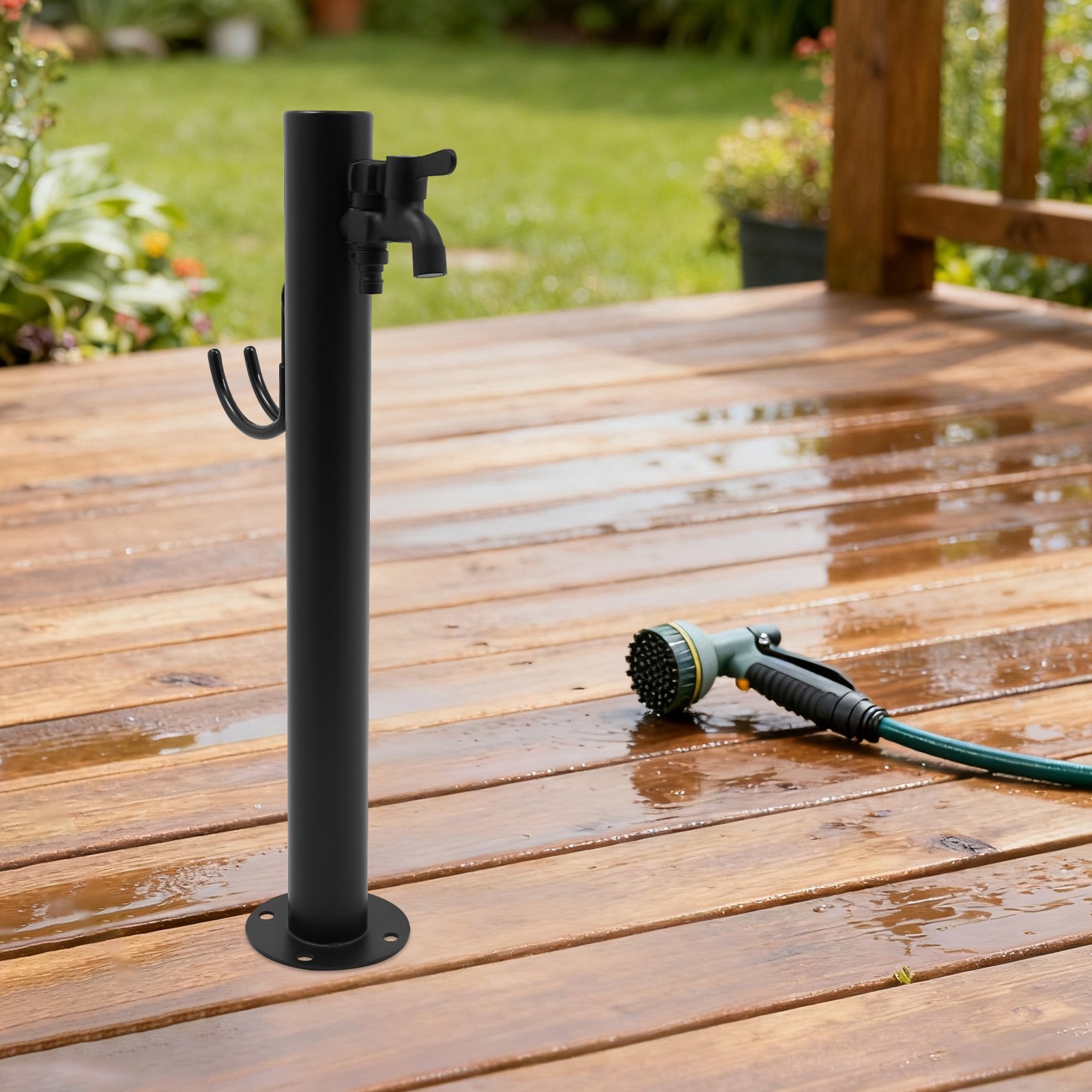 2-Outlets Outdoor Water Column Faucet Floor Mount Column Faucet Garden Faucet