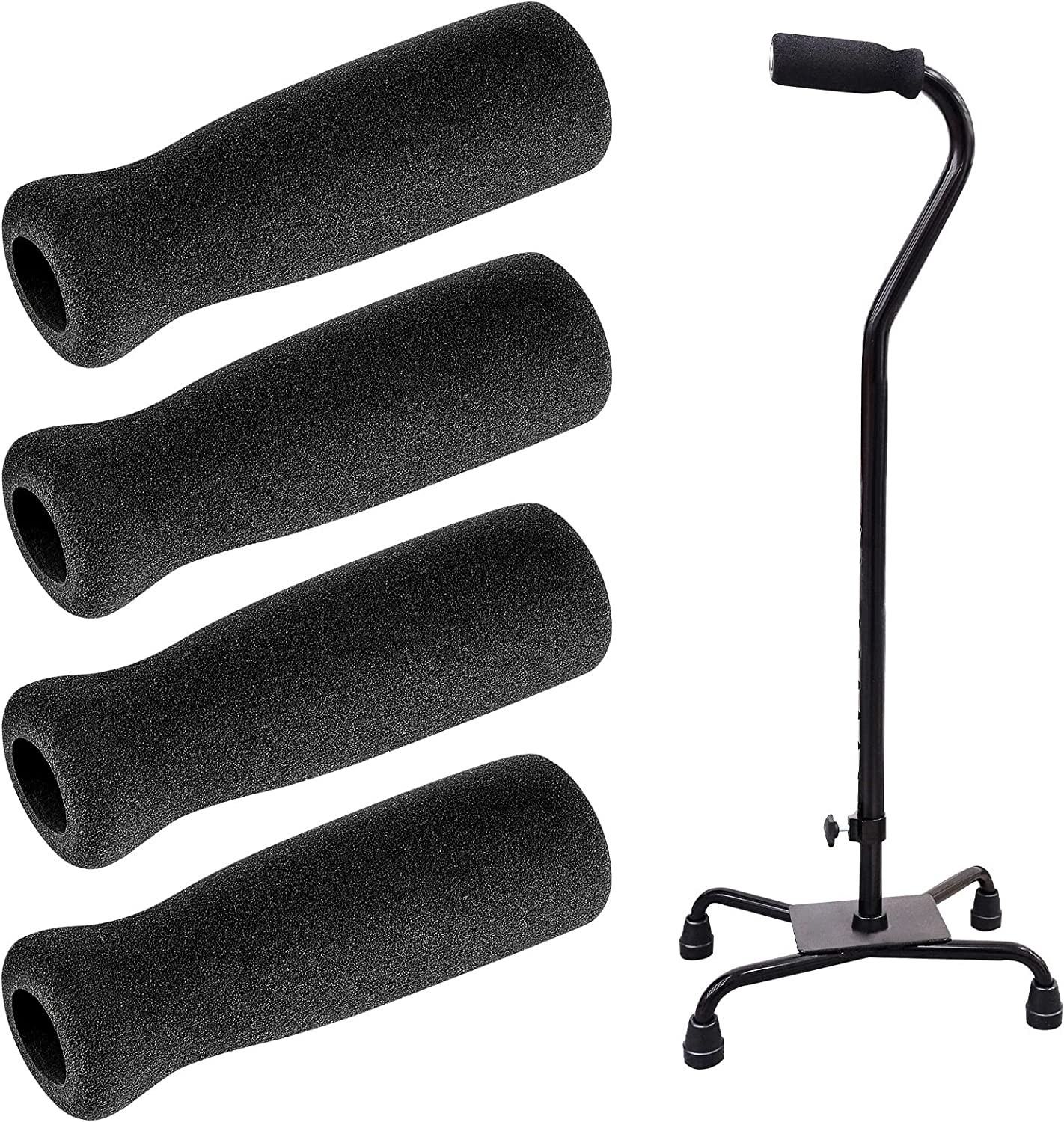 Cane Grip Replacment Cane Grip Foam Cane Handle Grip Replacement Black(4 Pieces)