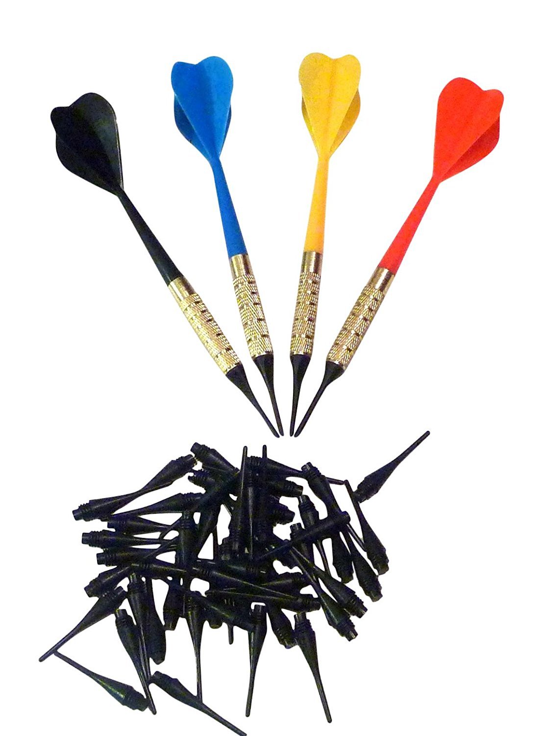 12 Dart Pro Plastic Soft Tip Darts Assorted Colors Pub Bar Darts + 50 Extra Tips