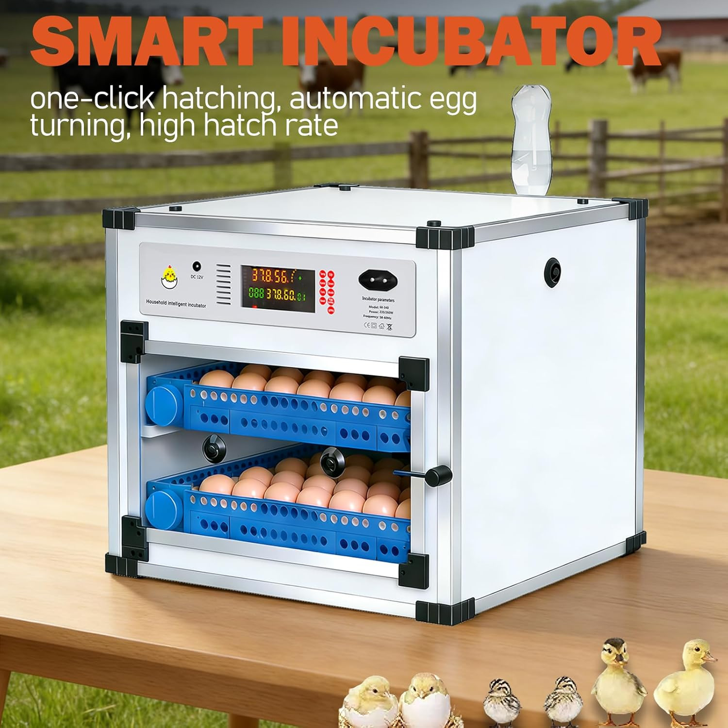 136 Eggs Automatic Egg Incubator with Digital Control & Auto Turner