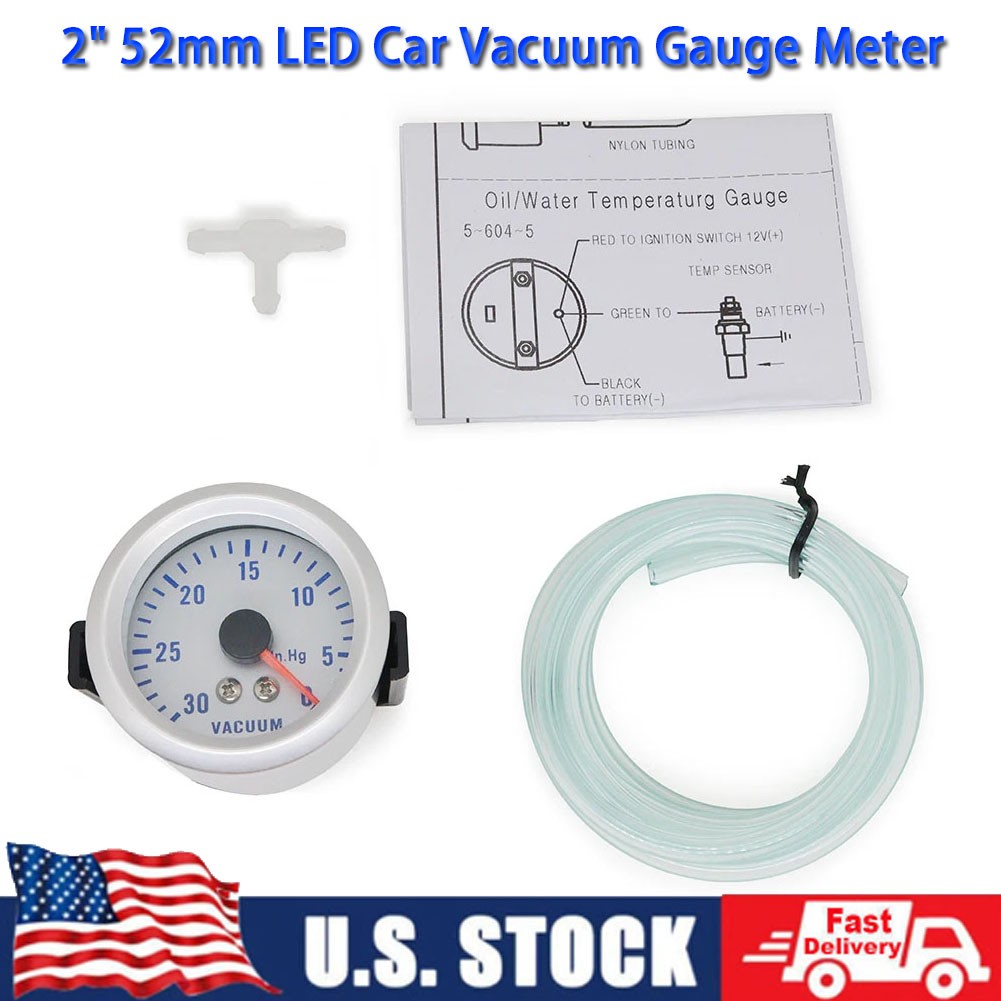 2" 52 mm 12V 0-30 in.Hg Universal Vacuum Gauge Meter for Car/Boat/Truck/ATV