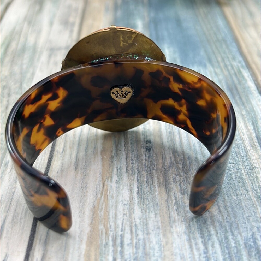 Adorned Crown Artisan Assemblage tortoise shell enamel Christmas tree bracelet