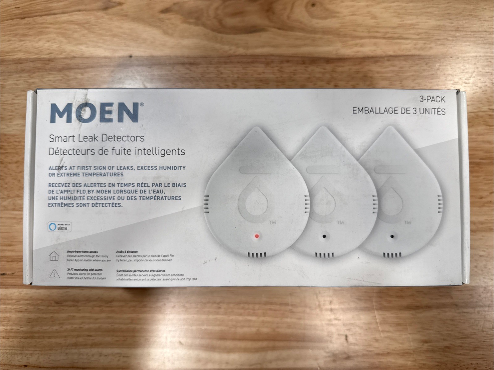 Water Leak Detector Smart Flo Sensor Alarm 3 Pack White Moen 920-005 Home