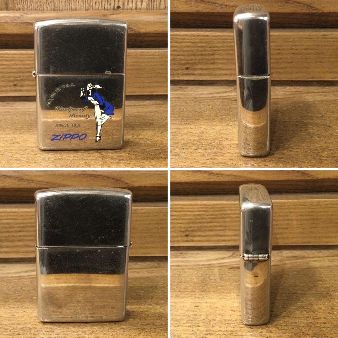 ZIPPO Windy Silver Plate Costume Girl Pattern Blue