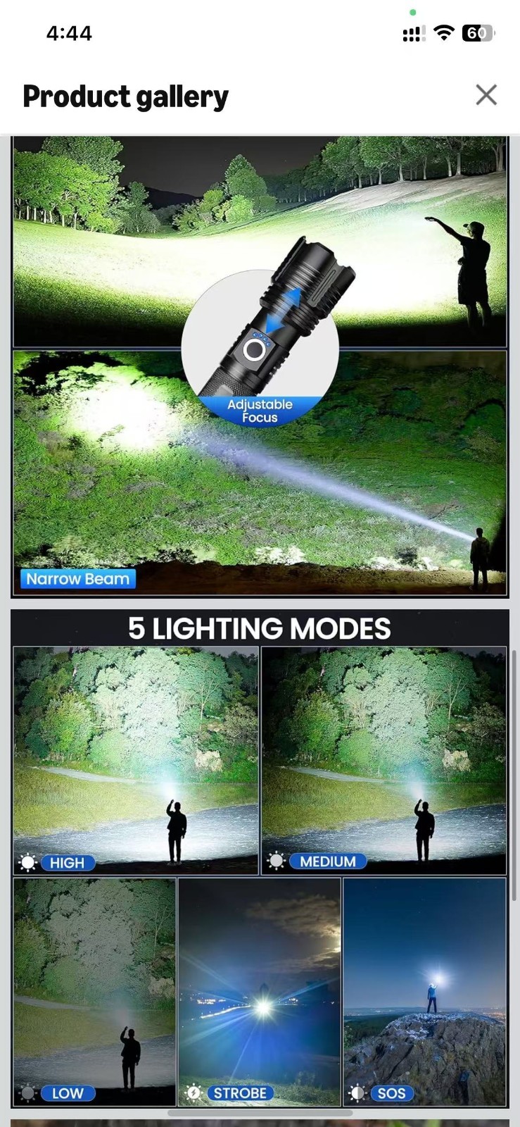 4 Pack Adjustable LED Flashlight Rechargeable Super Bright 99000LM