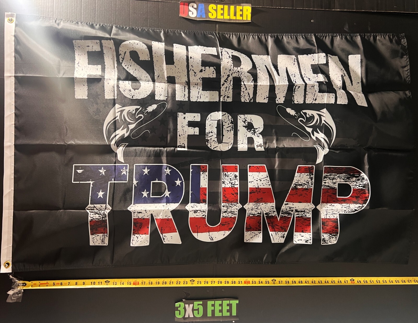 Donald Trump Flag FREE USA SHIP Fisherman USA Dorm Man Cave America USA Sign 3x5