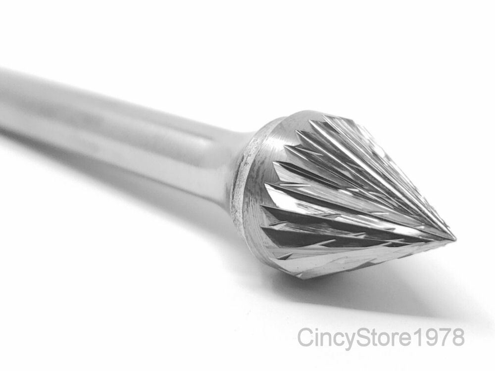 SJ5D Cone 60 Degree Carbide Burr Bur Cutting Tool Grinder Bit 1/4" Countersink