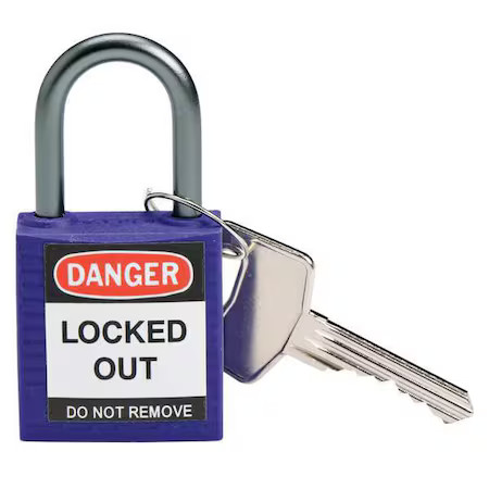 Brady 118933 Lockout Padlock, Keyed Different, Nylon, Purple, 1 In Shackle