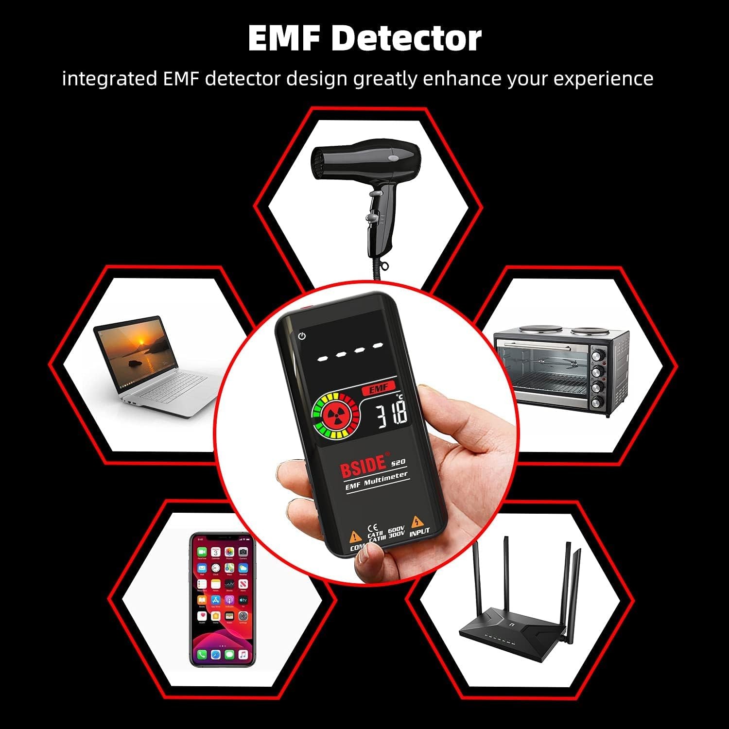 BSIDE Rechargeable S20 with EMF Detector, Detector