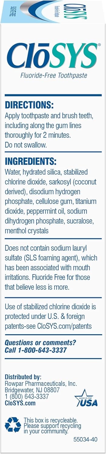 CloSYS Fluoride Free Toothpaste, 3.4 Ounce