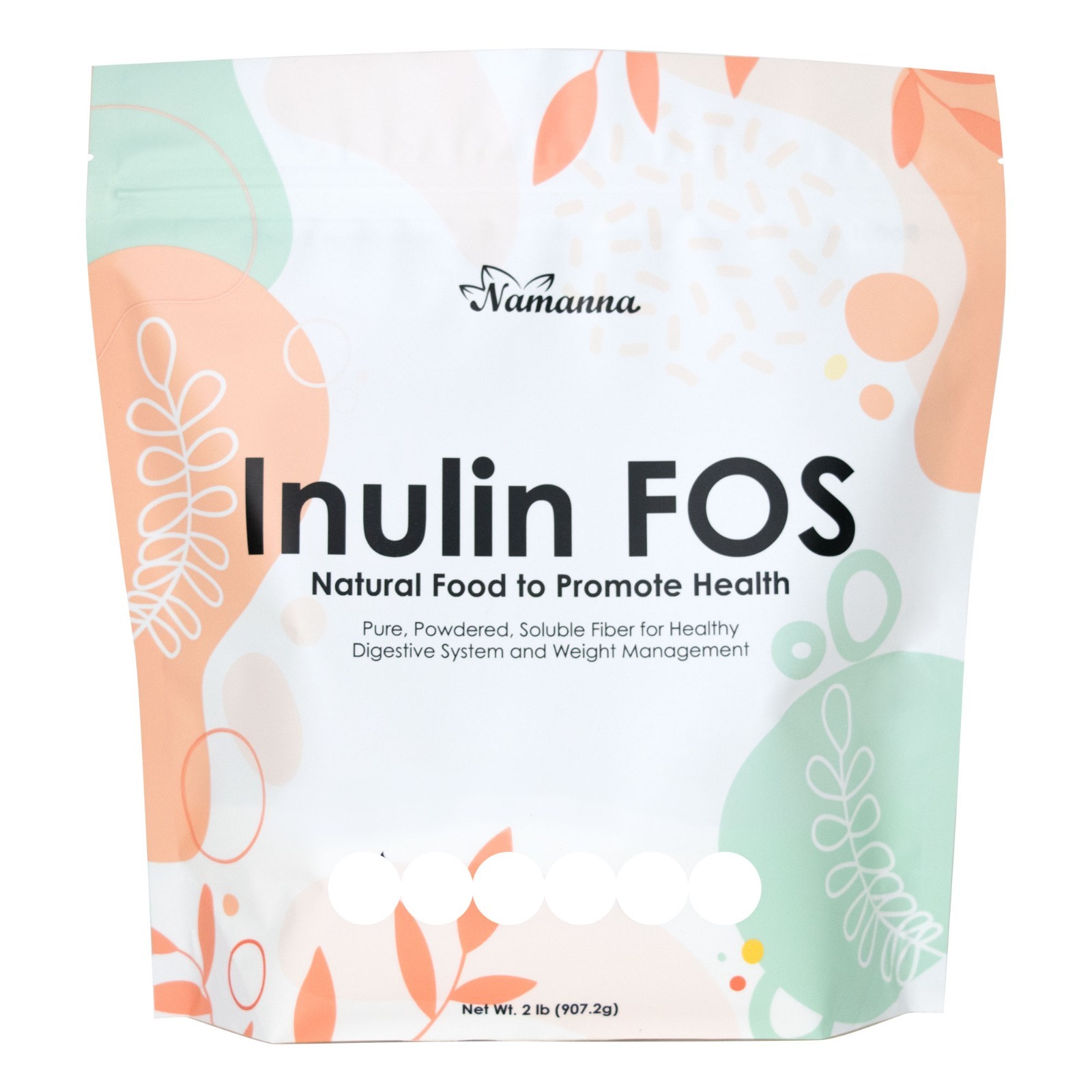 NAMANNA Inulin FOS powder, fiber powder from chicory root, prebiotics -2lb
