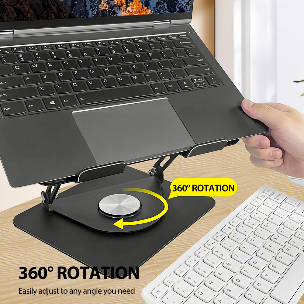 Ergonomic Foldable Laptop Riser Holder Stand Adjustable w/ 360° Rotating Bracket