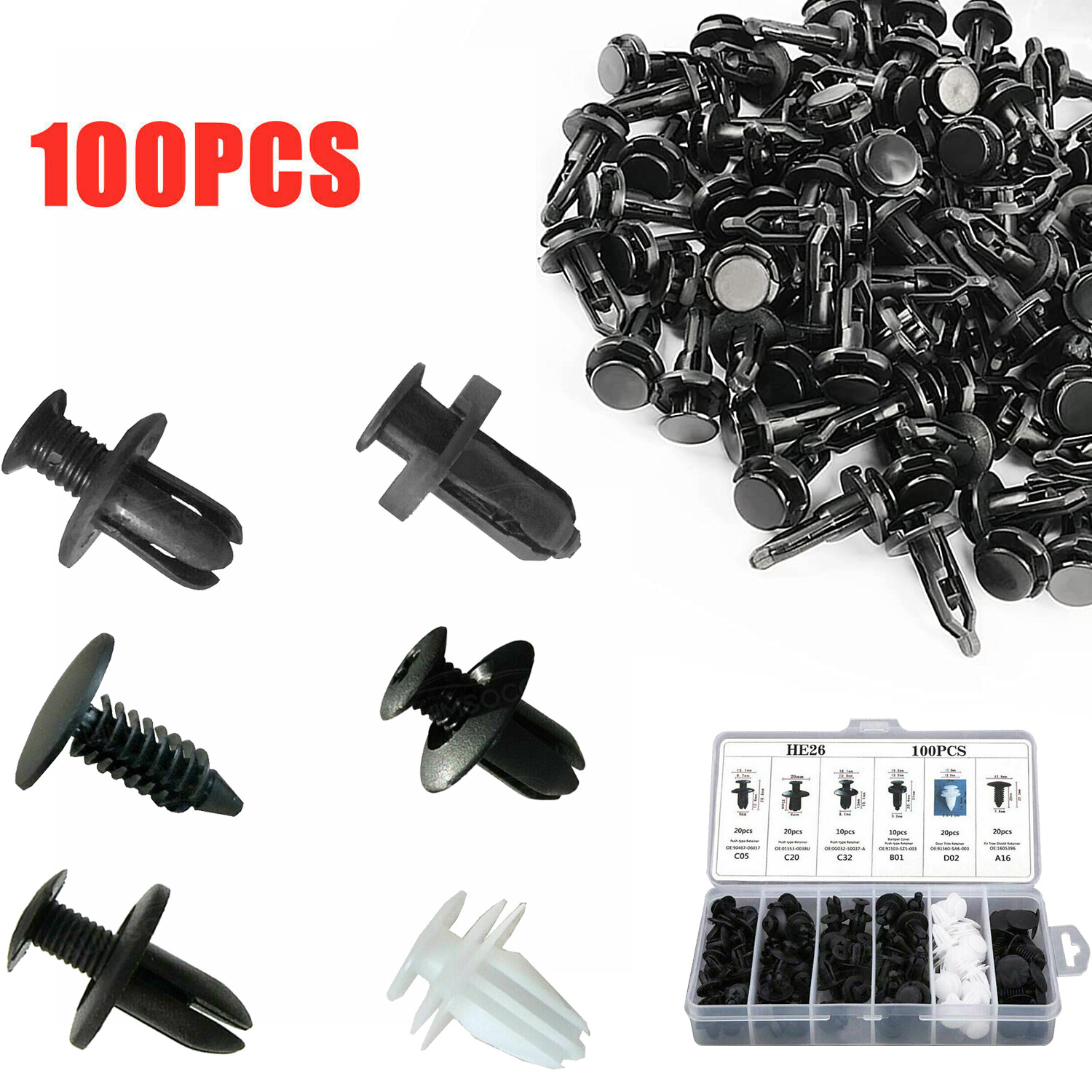 For Nissan Fixing Fastener Kit Bumper Fender Liner Push Retainer Clips 100XUS