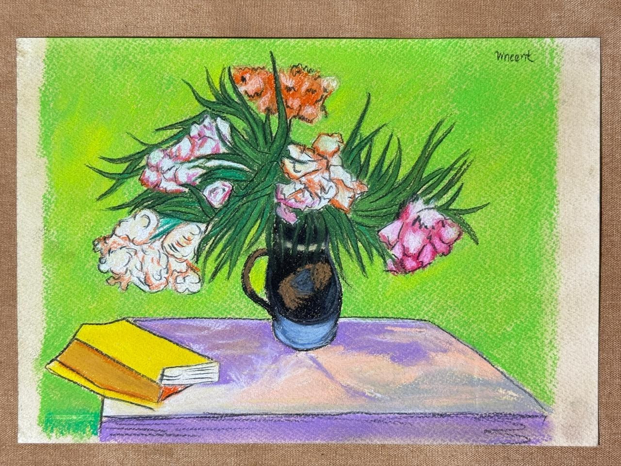 Vincent Van Gogh (Handmade) Mixed Media Paper Drawing Signed and Stamped