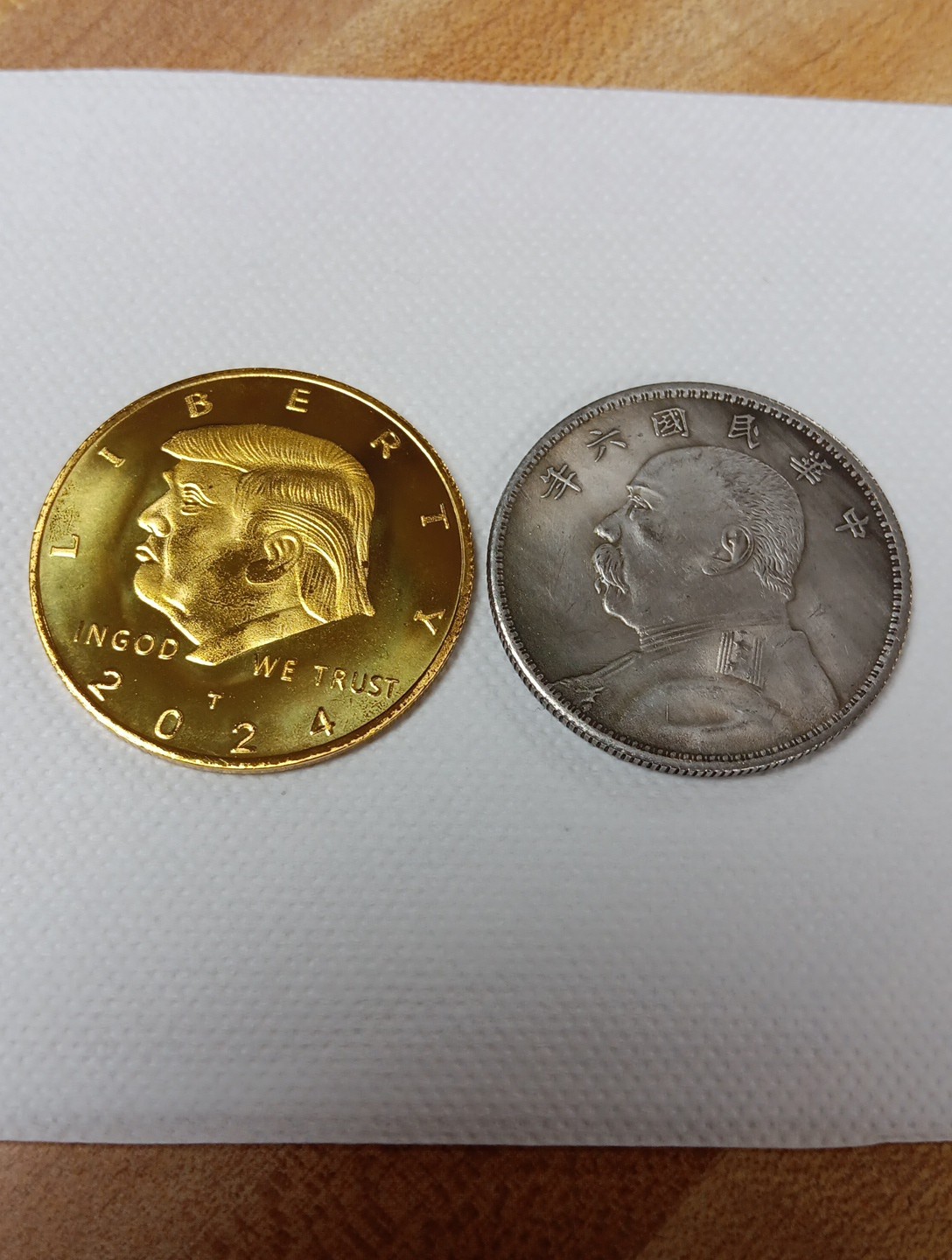 2 Large Old Metal Coins, Not Silver In Great Condition 40mm.
