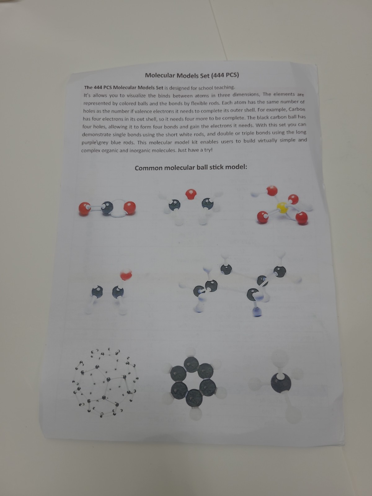 Molecular Model Building Set 444 PCS Chemistry High Shcool Homeschool