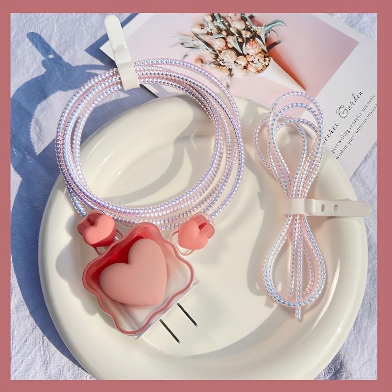 3pcs Laser Spiral Cable Protectors - Charger/USB Data Cable Sleeves | Headpho...