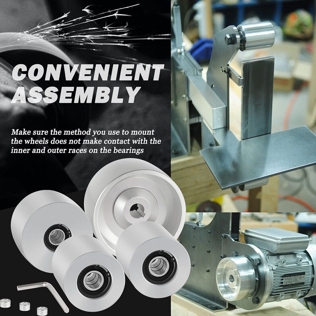 2" x 72" Belt Grinder Wheel Set Complete Wheel Kit or Knife Grinder 5" Drive