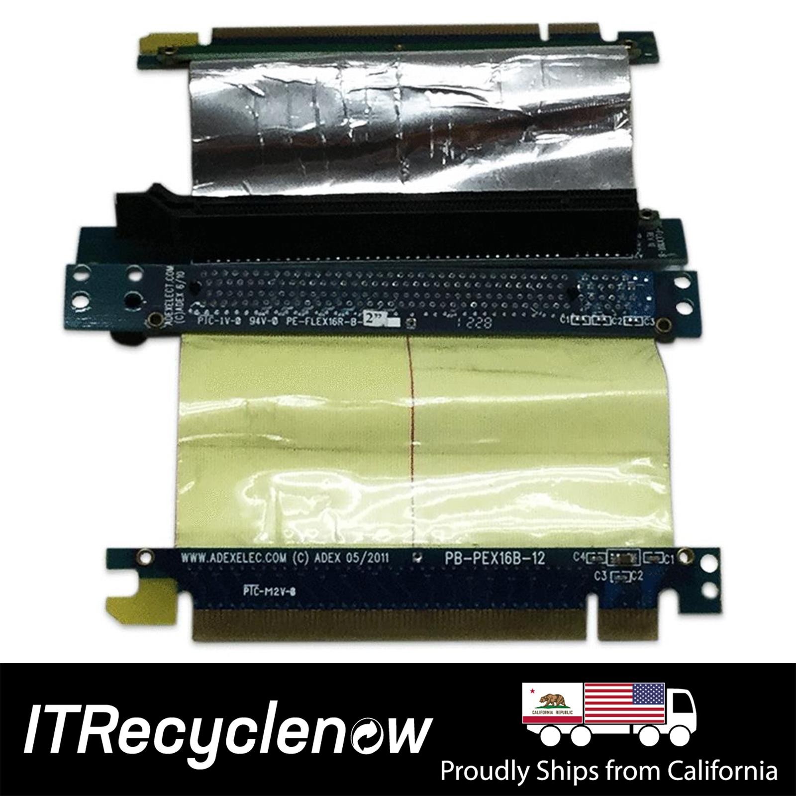 Lot of 2x Adex Electronics PCIe 3.0 x16 Flex Riser GPU Riser Cable Extender