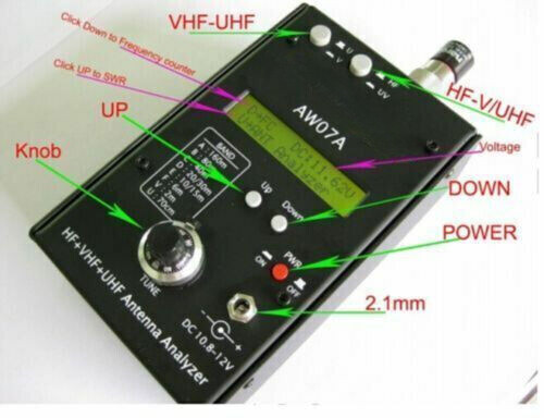 AW07A HF/UHF/VHF 160M 490Mhz Impedance SWR Antenna Analyzer Shortwave Ham Radio
