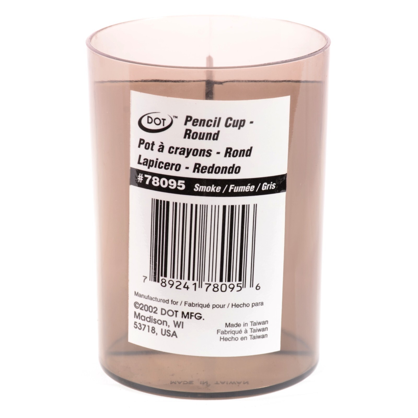 Round Pencil Cup 3 Compartments 2-3/4" Diameter x 4" Tall Smoke Color (12 Pack)