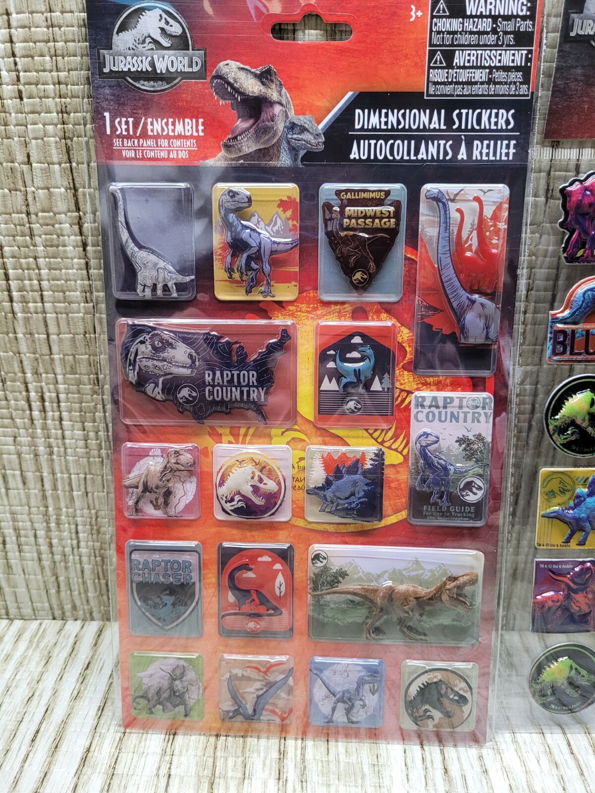 Jurassic World Dinosaur Stickers Sheets - NEW