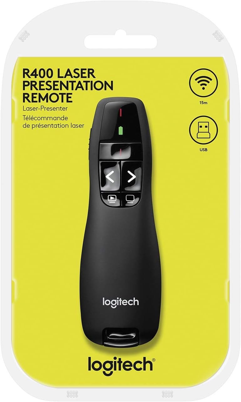Wireless Presenter R400, USB-A PowerPoint Clicker with Laser Pointer, Wireles...