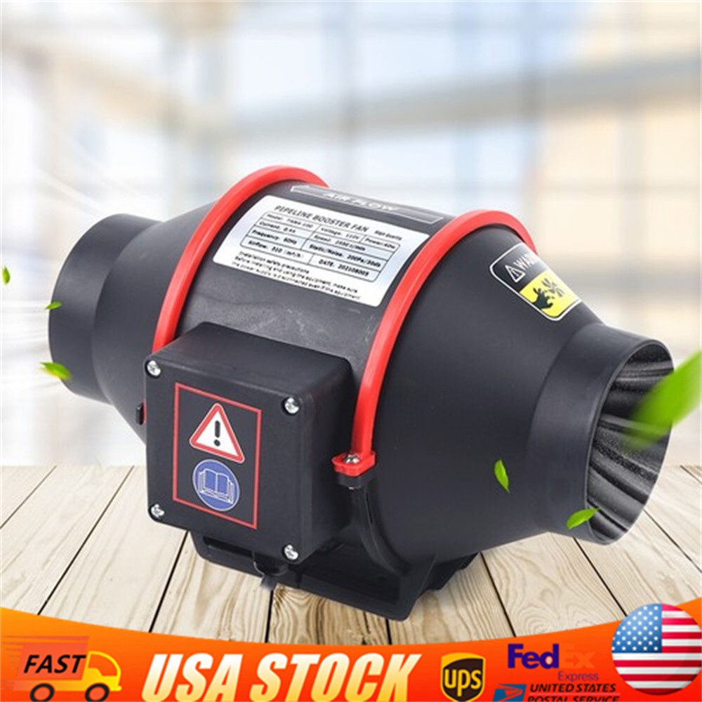 4'' 310 CFM Silent Exhaust Inline Duct Fan Ventilation Blower Fan Air Circulatio