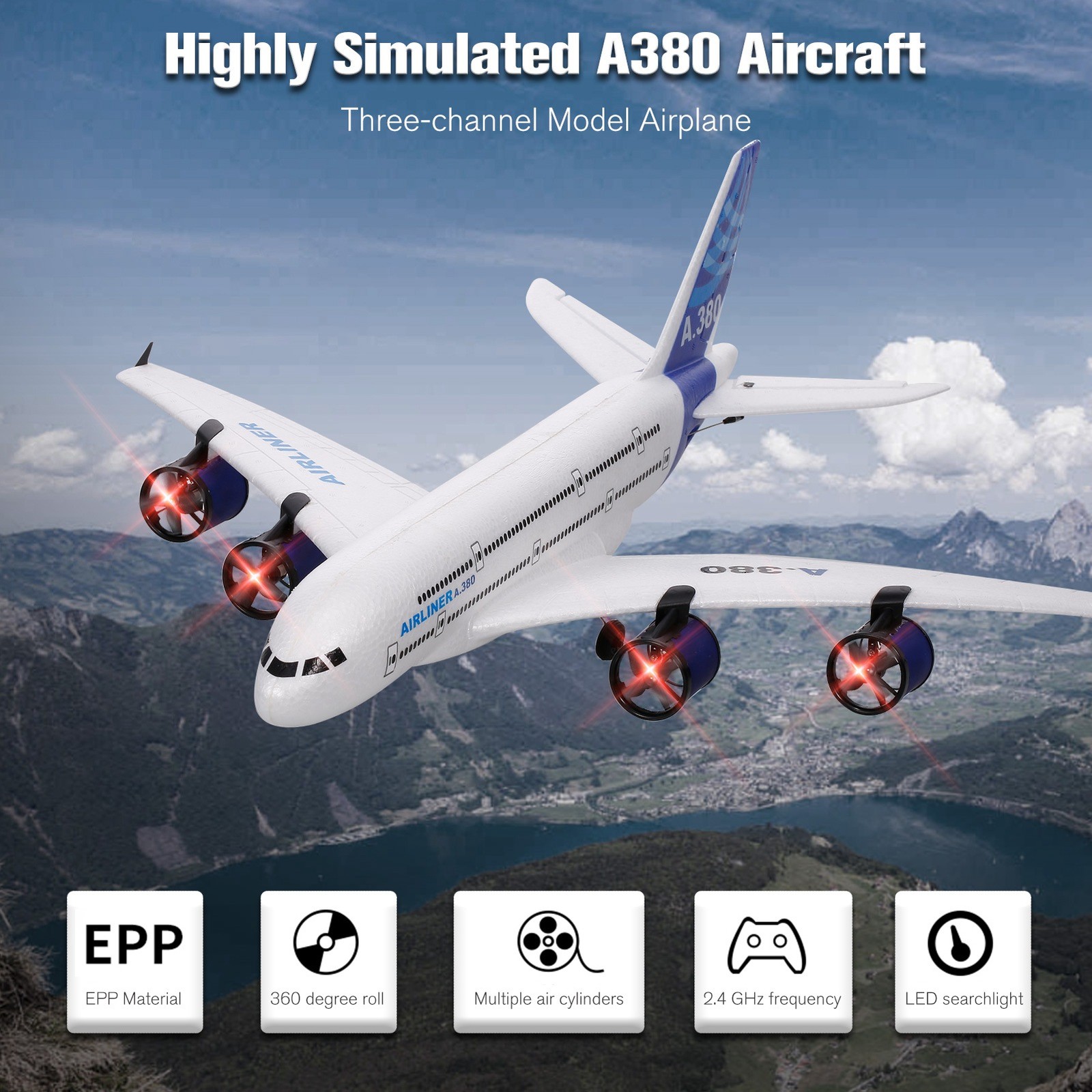 A380 RC Airplane 2.4G 3CH EPP Foam RC Plane with Screwdriver Screw Kit Full Set
