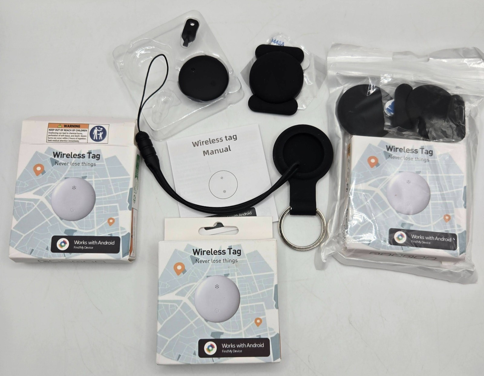 3 - Android Wireless Tag Smart Bluetooth Tracker Works with Android NIB Black
