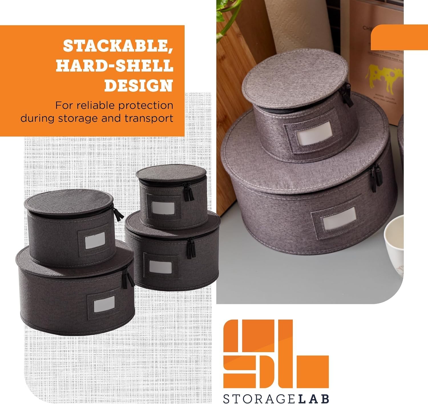 Luxury Gray China Storage Boxes with Dividers – Ideal for Dinnerware Protection