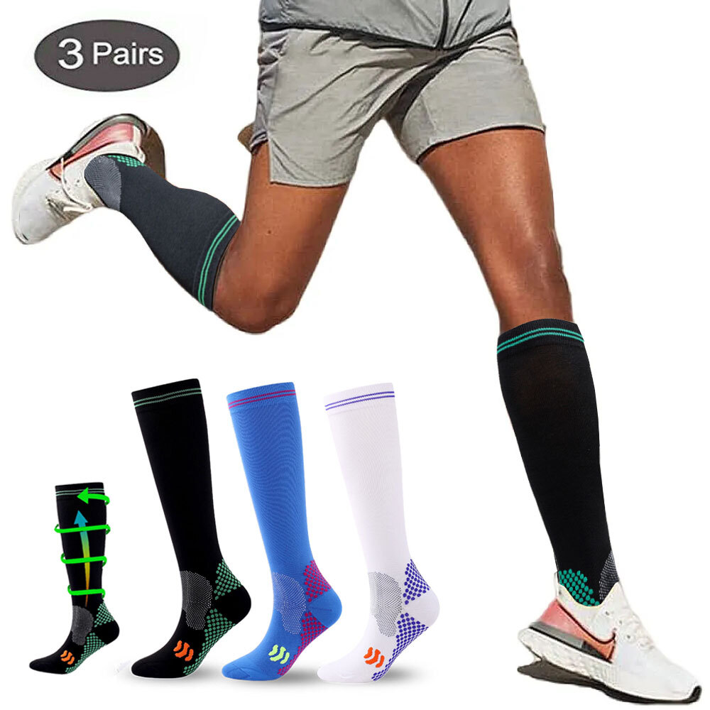 Compression Socks Men 3 Pairs Best Support for Circulation Nurses Running Travel