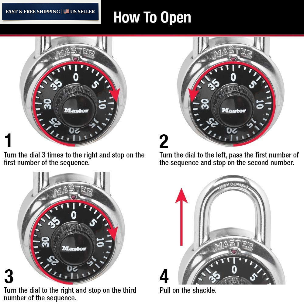 Master Lock Black Gym Locker Combination Padlock, Indoor 2 Pack,