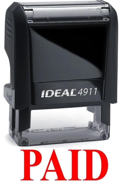 PAID stamp text on IDEAL 4911 Self-inking Rubber Stamp, RED INK