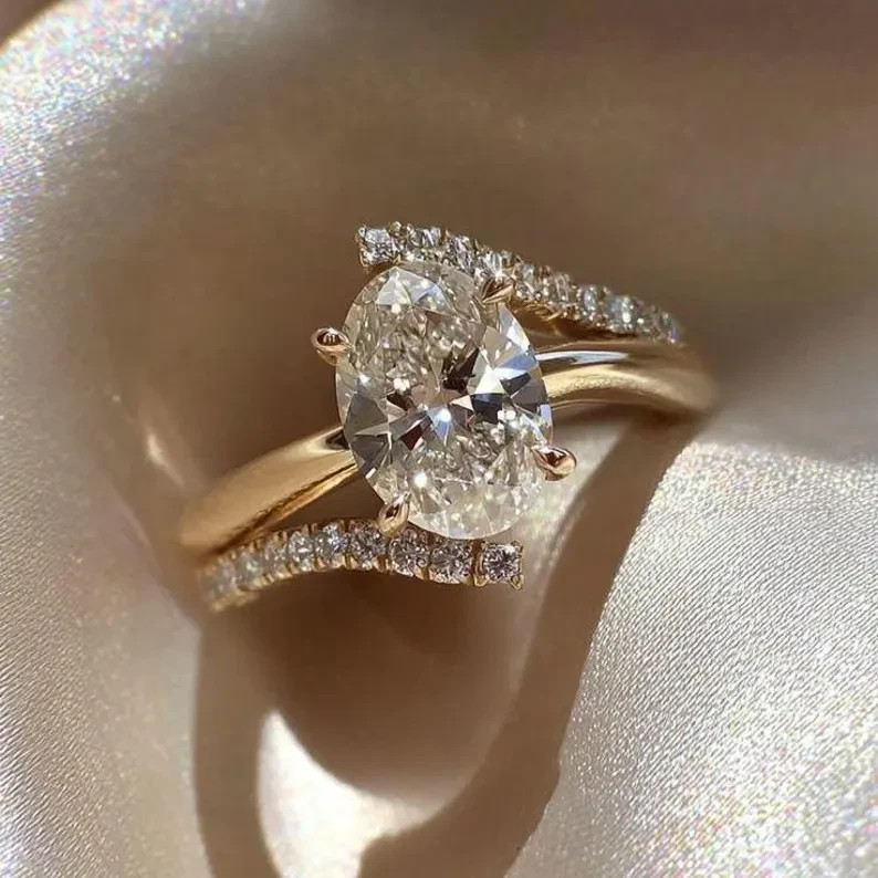 5 Ct Oval Cut Certified Lab Grown White Diamond Ring 925 Silver Gift For Her