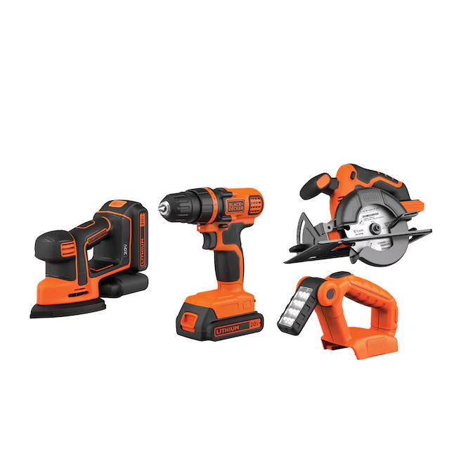 BLACK+DECKER 20V MAX* Power Tool Combo Kit, 4-Tool -BD4KITCDCMSL